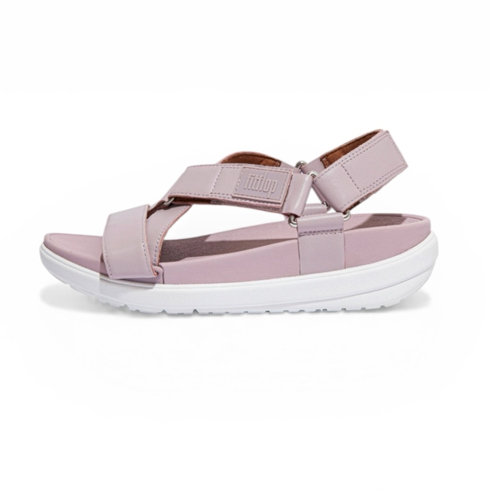FitFlop Lilac Leather Cross-Strap Platform Sandals
